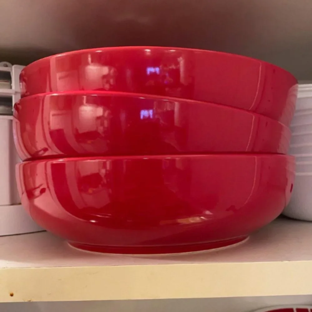 Set of 4 Red Large Salad and Serving Bowls
